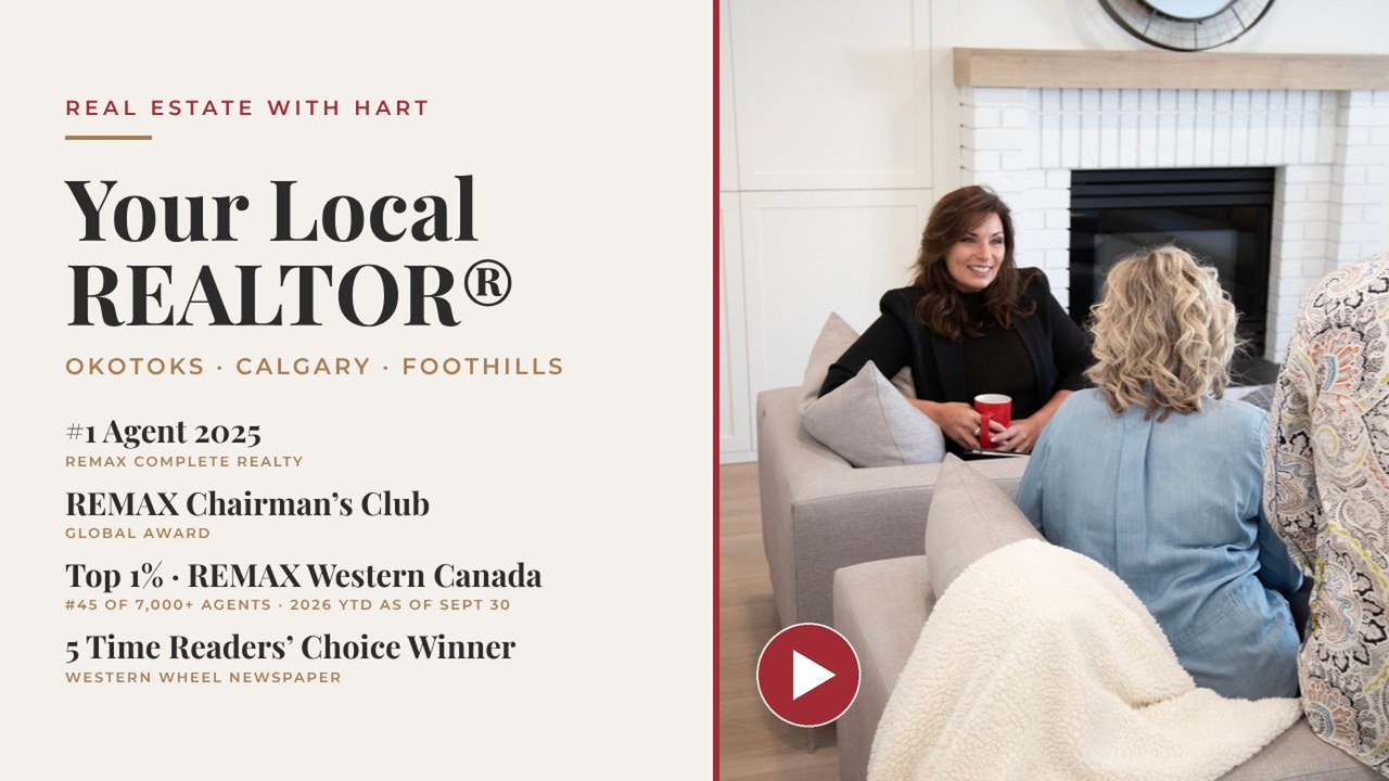 TJ Hart-Anderson, Okotoks, Calgary and Foothills REALTOR®, meeting with clients by the fireplace